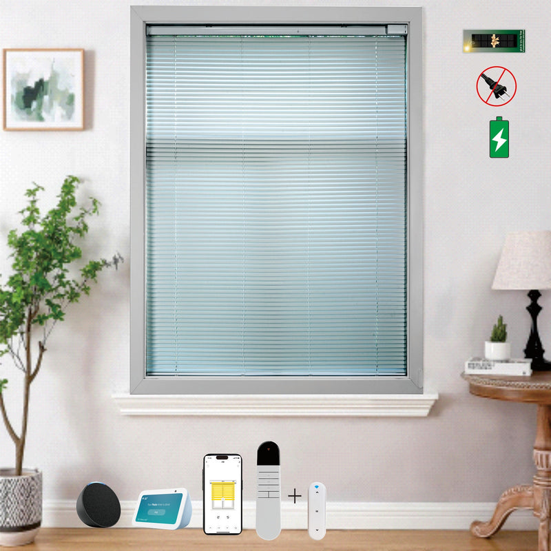 Solar Motorized Blinds with Detachable Rechargeable Battery & Remote